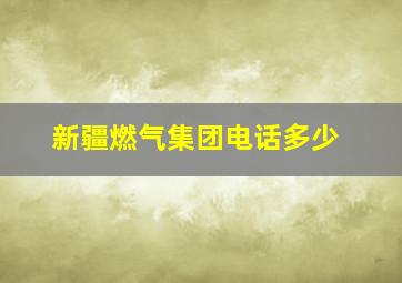 新疆燃气集团电话多少