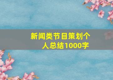 新闻类节目策划个人总结1000字