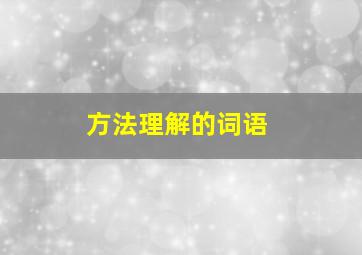 方法理解的词语