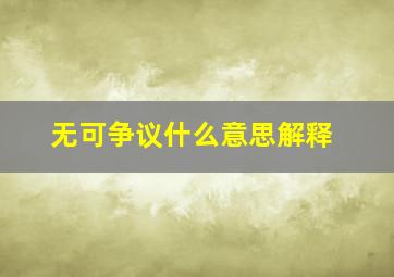 无可争议什么意思解释