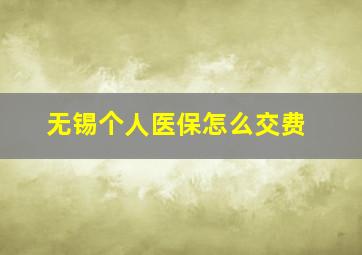 无锡个人医保怎么交费