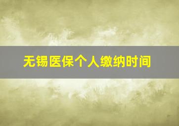 无锡医保个人缴纳时间