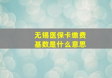 无锡医保卡缴费基数是什么意思