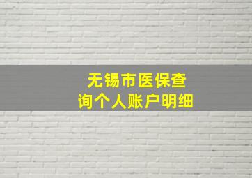 无锡市医保查询个人账户明细