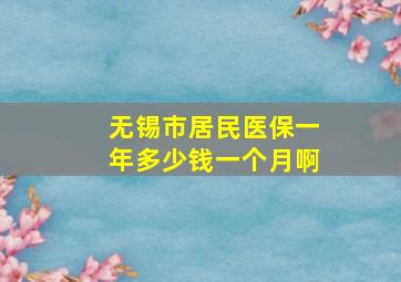 无锡市居民医保一年多少钱一个月啊