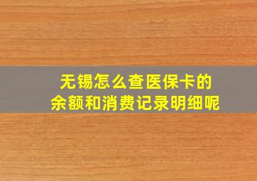 无锡怎么查医保卡的余额和消费记录明细呢