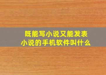 既能写小说又能发表小说的手机软件叫什么