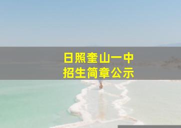 日照奎山一中招生简章公示