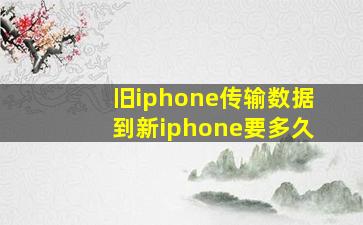 旧iphone传输数据到新iphone要多久