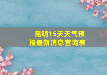 昆明15天天气预报最新消息查询表