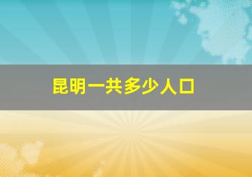 昆明一共多少人口