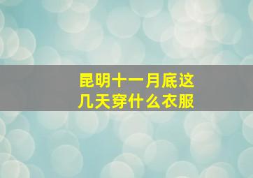 昆明十一月底这几天穿什么衣服