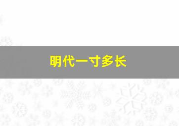 明代一寸多长