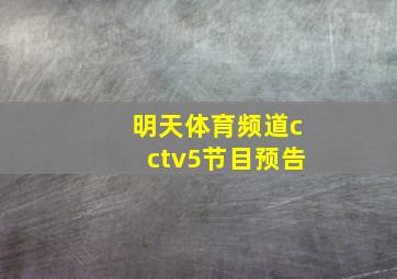 明天体育频道cctv5节目预告