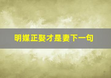 明媒正娶才是妻下一句