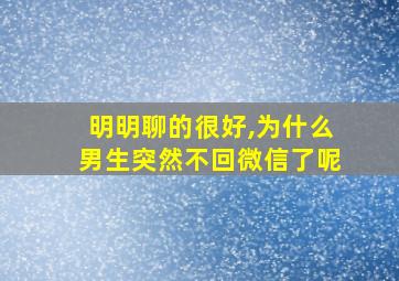 明明聊的很好,为什么男生突然不回微信了呢