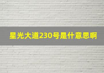 星光大道230号是什意思啊