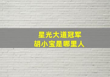 星光大道冠军胡小宝是哪里人