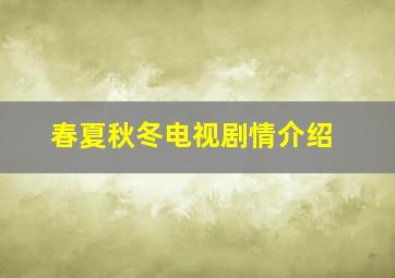 春夏秋冬电视剧情介绍