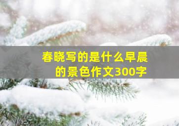 春晓写的是什么早晨的景色作文300字