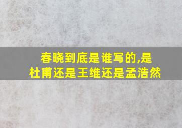 春晓到底是谁写的,是杜甫还是王维还是孟浩然