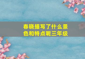 春晓描写了什么景色和特点呢三年级