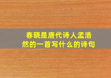 春晓是唐代诗人孟浩然的一首写什么的诗句