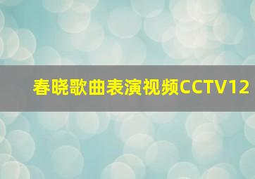 春晓歌曲表演视频CCTV12