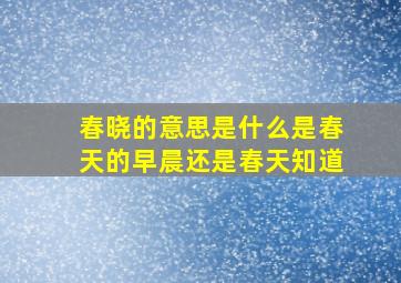 春晓的意思是什么是春天的早晨还是春天知道