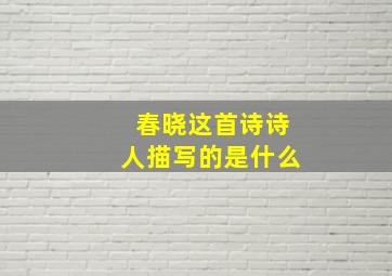 春晓这首诗诗人描写的是什么