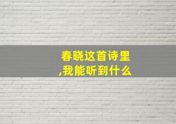 春晓这首诗里,我能听到什么