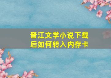 晋江文学小说下载后如何转入内存卡