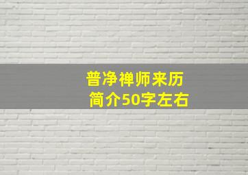 普净禅师来历简介50字左右