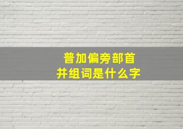 普加偏旁部首并组词是什么字