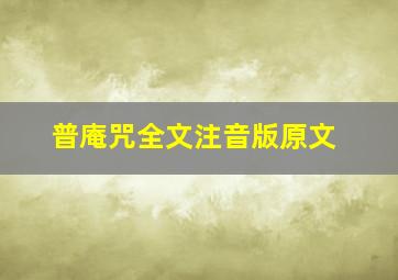 普庵咒全文注音版原文