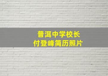 普洱中学校长付登峰简历照片