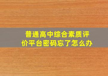 普通高中综合素质评价平台密码忘了怎么办