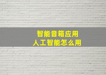 智能音箱应用人工智能怎么用