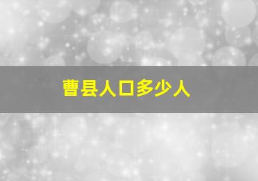 曹县人口多少人