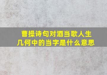 曹操诗句对酒当歌人生几何中的当字是什么意思