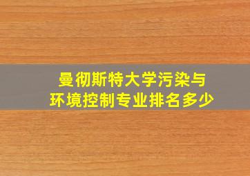 曼彻斯特大学污染与环境控制专业排名多少