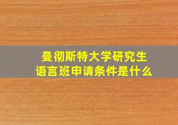 曼彻斯特大学研究生语言班申请条件是什么