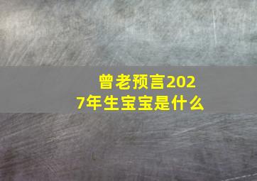 曾老预言2027年生宝宝是什么