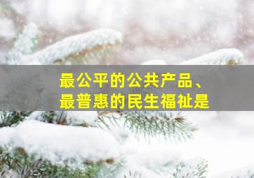 最公平的公共产品、最普惠的民生福祉是