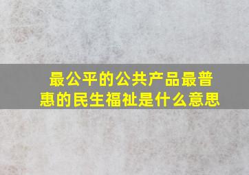 最公平的公共产品最普惠的民生福祉是什么意思