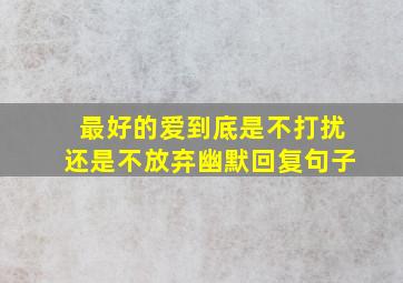 最好的爱到底是不打扰还是不放弃幽默回复句子