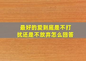 最好的爱到底是不打扰还是不放弃怎么回答