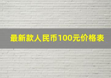 最新款人民币100元价格表