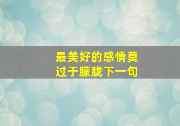 最美好的感情莫过于朦胧下一句