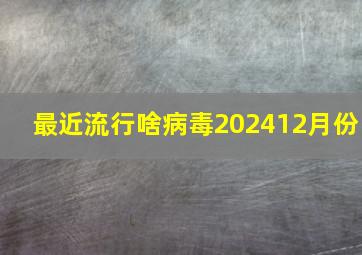 最近流行啥病毒202412月份